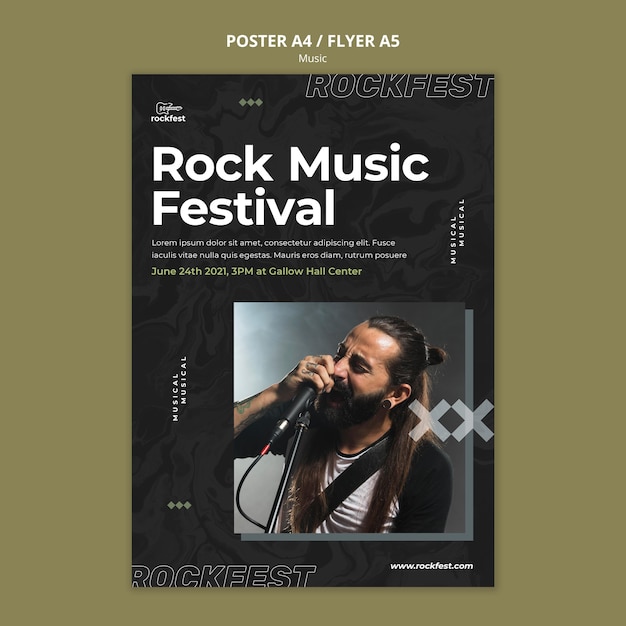 Free PSD rock music festival flyer template