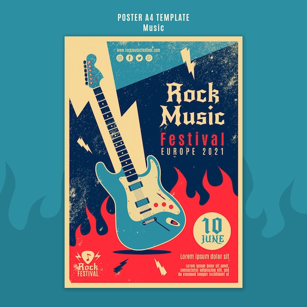 Rock music festival print template