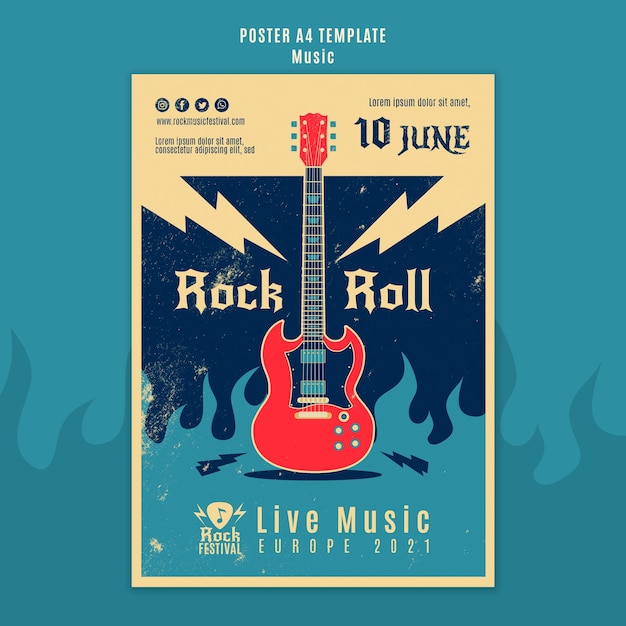 Free PSD rock music festival print template