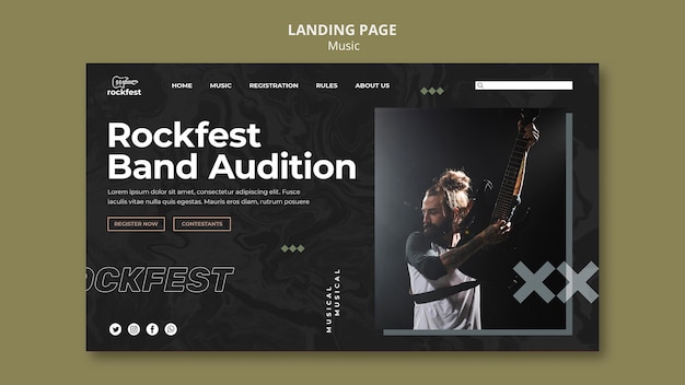 Rockfest band audition landing page template