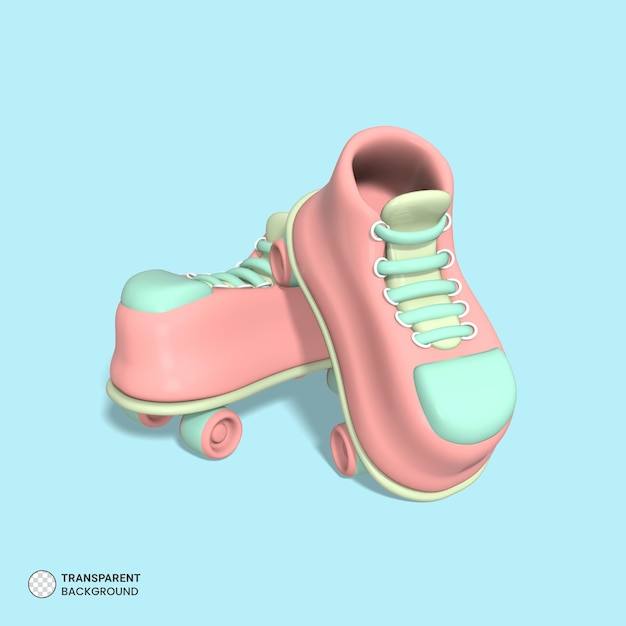 Free PSD roller skates icon isolated 3d render illustration