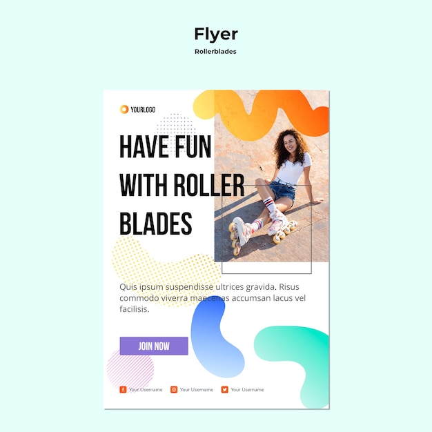 Rollerblades concept flyer template