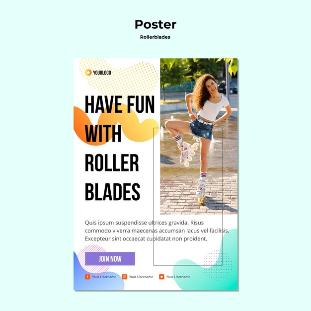 Rollerblades concept poster template