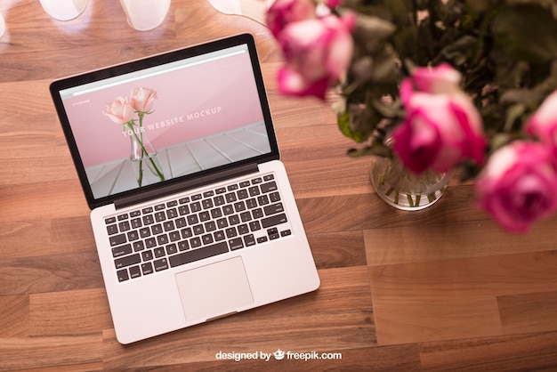 Romantic laptop mockup