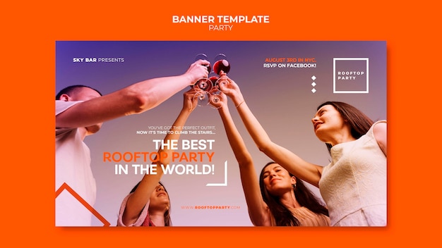 Free PSD rooftop party banner template