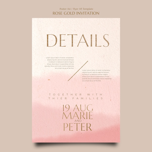 Rose gold invitation a4 poster