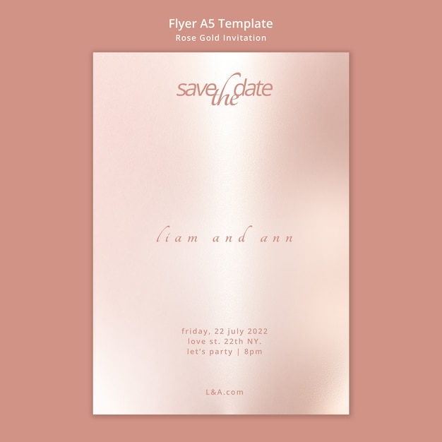 Free PSD rose gold invitation a5 flyer