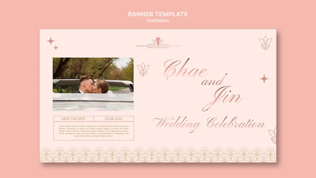 Free PSD rose gold invitation banner template