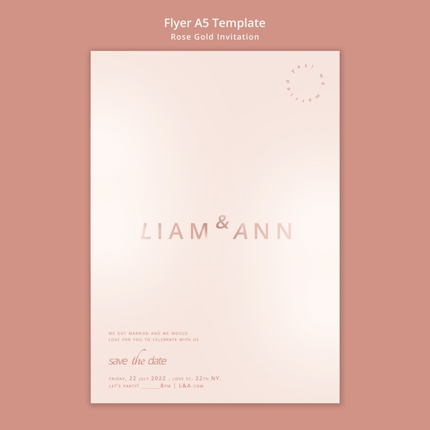 Rose gold invitation flyer template