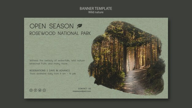 Rosewood national park banner template with forest