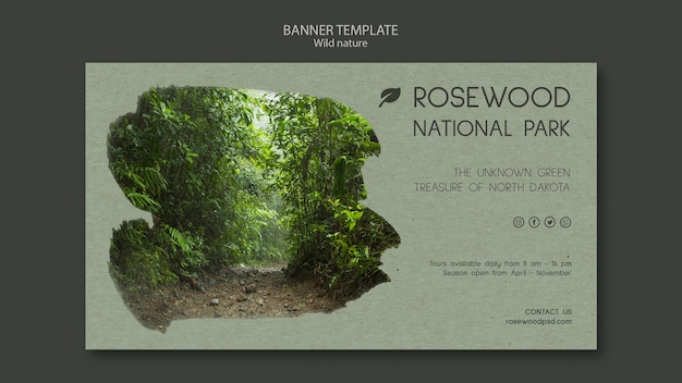 Free PSD rosewood national park banner template with trees