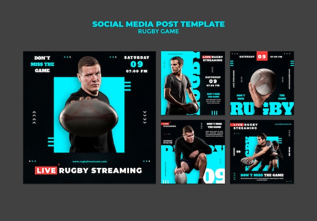 Rugby game social media post design template