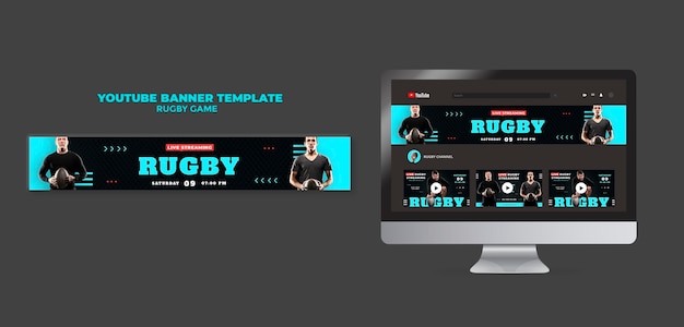 Rugby game youtube banner design template