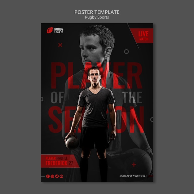 Free PSD rugby player poster template