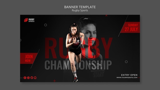 Free PSD rugby sports banner template