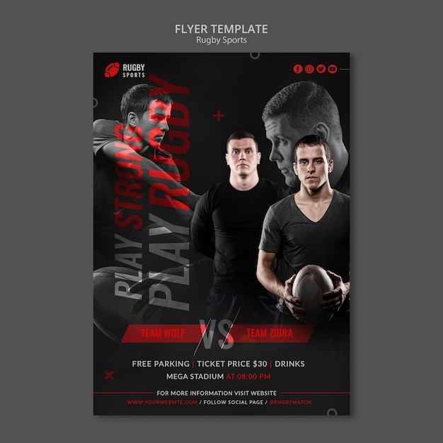 Rugby sports vertical flyer