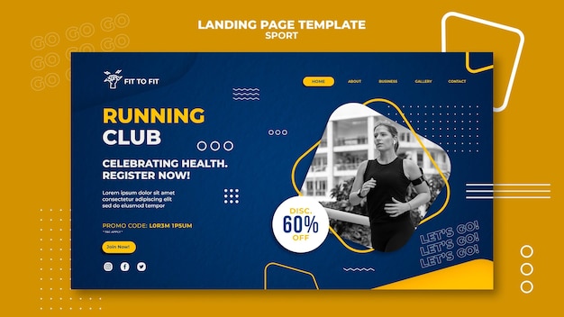 Running club landing page template