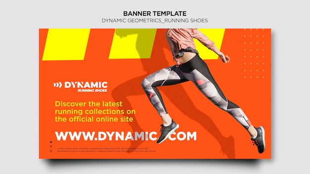 Running shoes banner template