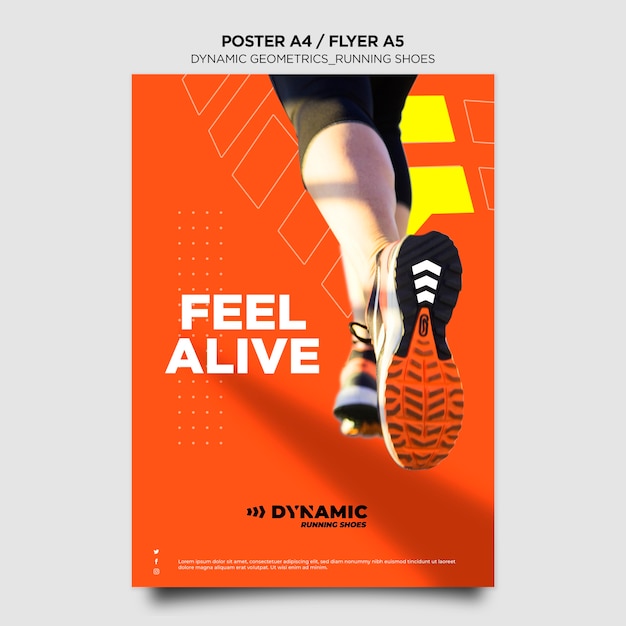 Free PSD running shoes poster template