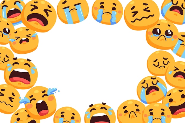 Free PSD sad face emoji frame isolated