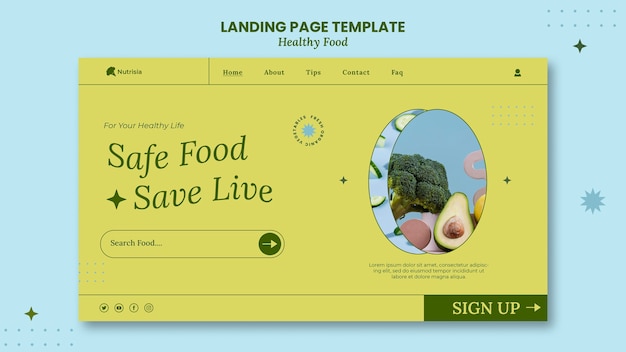 Safe food landing page template