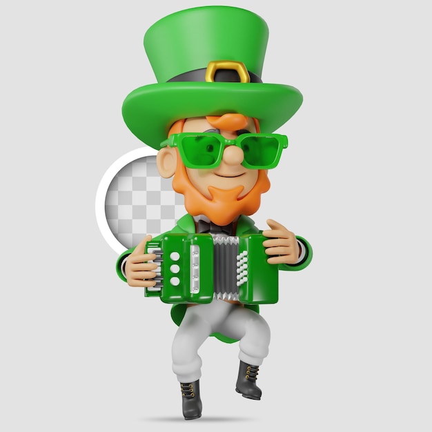 Free PSD saint patrick character with accordion