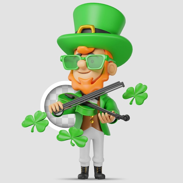 Free PSD saint patrick character with violin