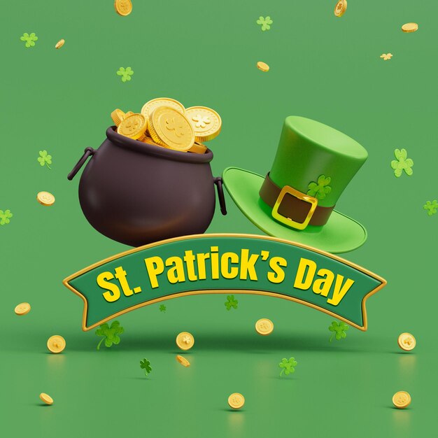 Free PSD saint patrick's day 3d social media banner design template