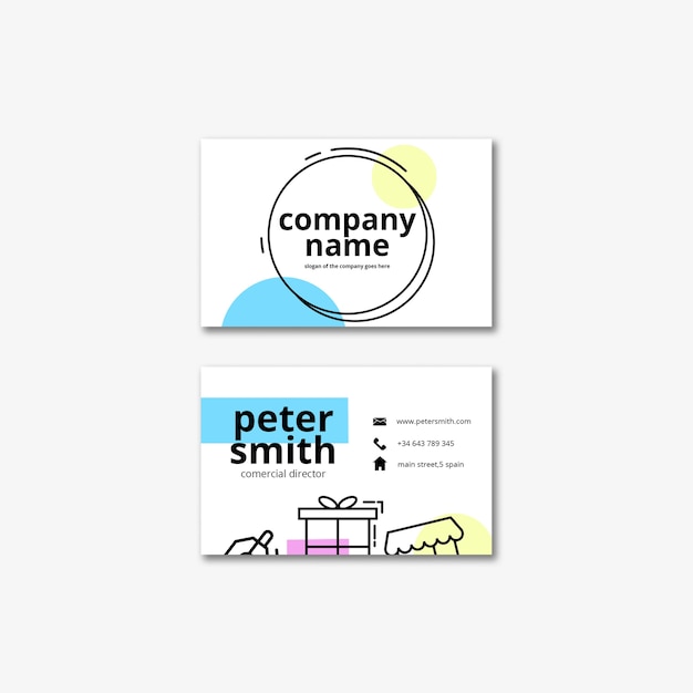 Free PSD sale horizontal business card template with hand drawn design