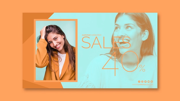 Free PSD sales banner template with image