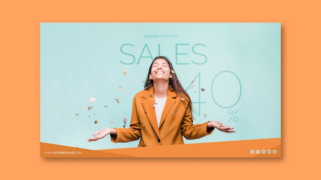 Free PSD sales banner template with image