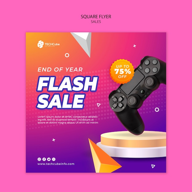 Sales discount square flyer template