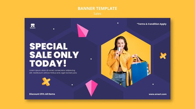 Sales horizontal banner template