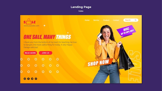 Sales template design of landing page