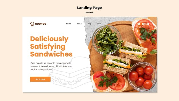 Free PSD sandwich concept landing page template