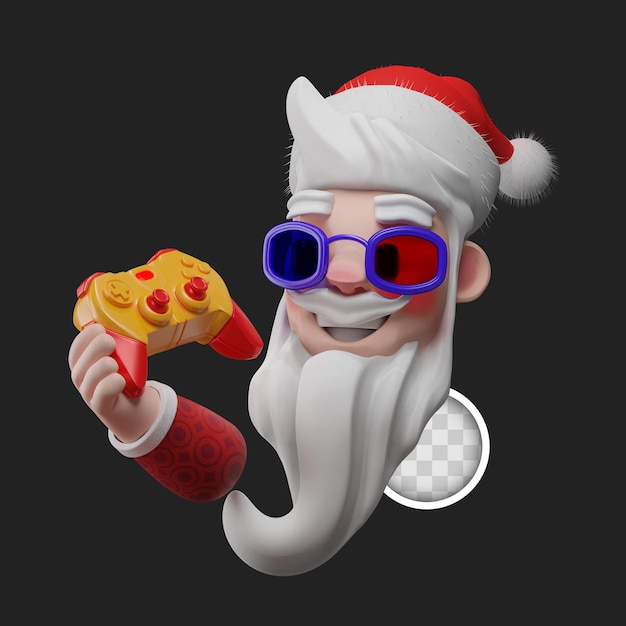 Santa claus showing video game joystick. 3d rendering