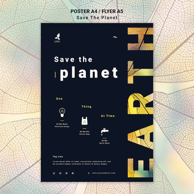 Free PSD save the earth poster design