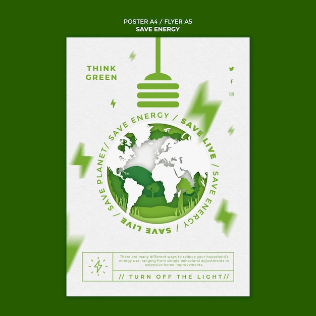 Free PSD save energy flyer template