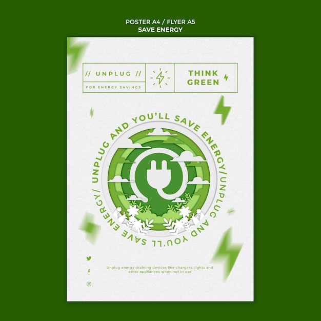 Free PSD save energy flyer template