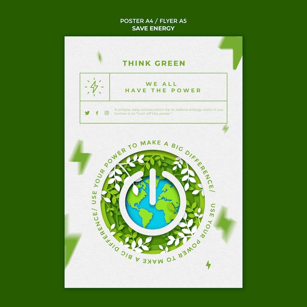 Free PSD save energy flyer template