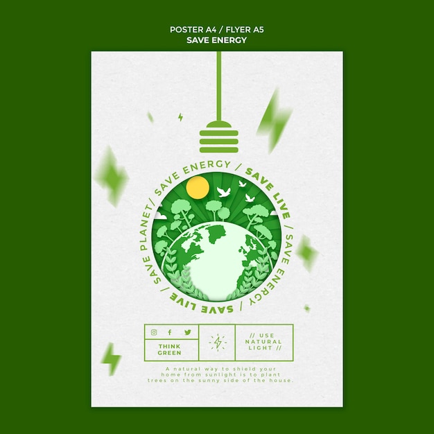 Free PSD save energy flyer template