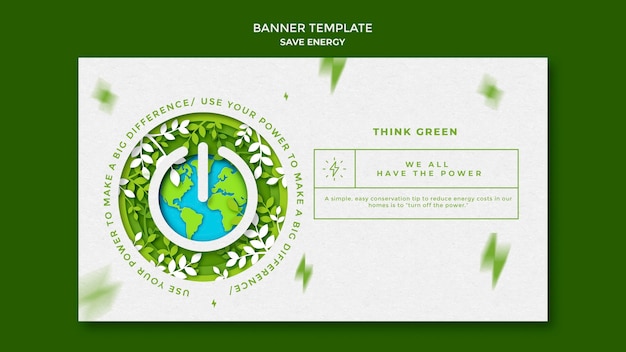 Free PSD save energy horizontal banner template