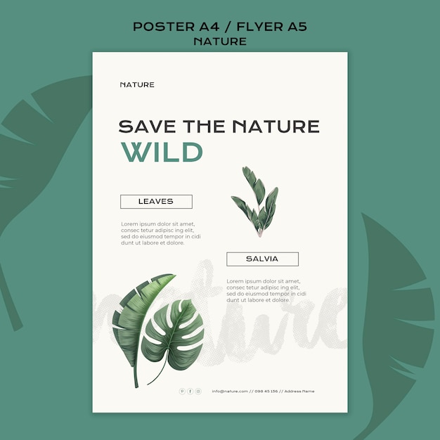 Save the nature poster template