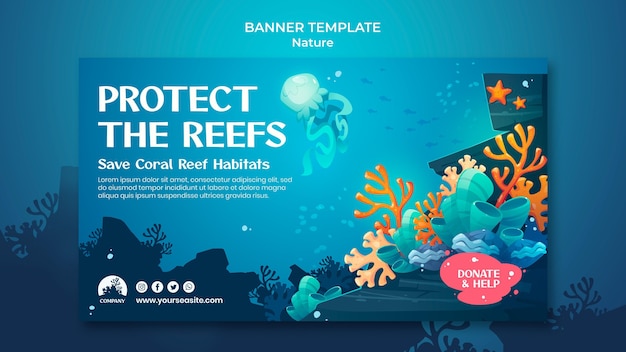 Save the oceans banner template