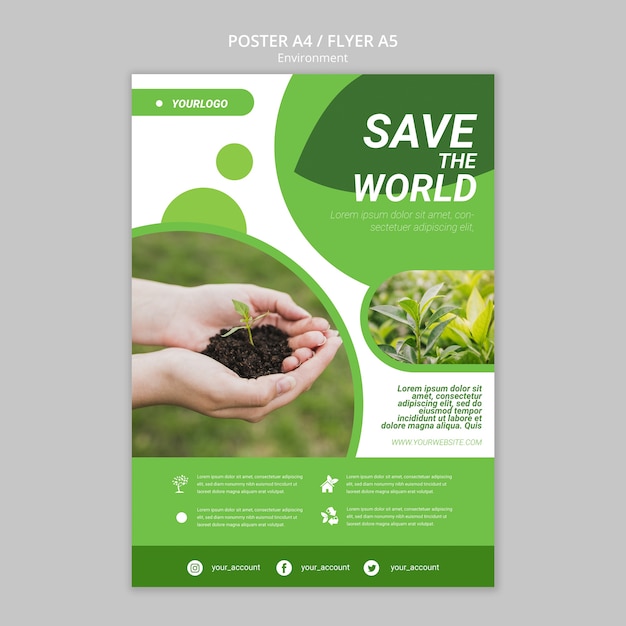 Save the world poster template