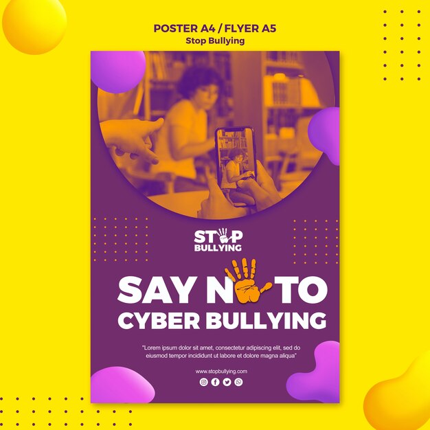 Say no to cyber bullying flyer print template