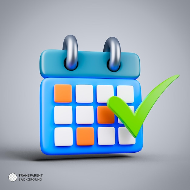 Free PSD schedule reminder icon isolated 3d render illustration