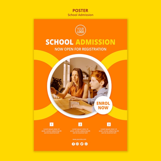 Free PSD school admission concept poster template