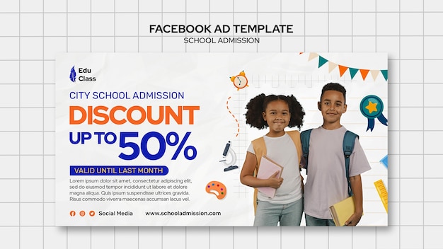 Free PSD school admission facebook template