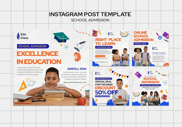 Free PSD school admission instagram posts template